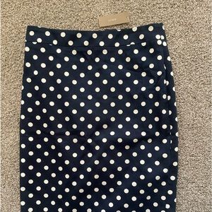 J Crew polka navy skirt